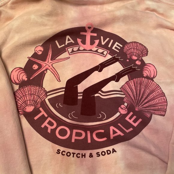 Scotch & Soda Tie Die 'All Hands On Deck" Pink Hoodie - Picture 2 of 3